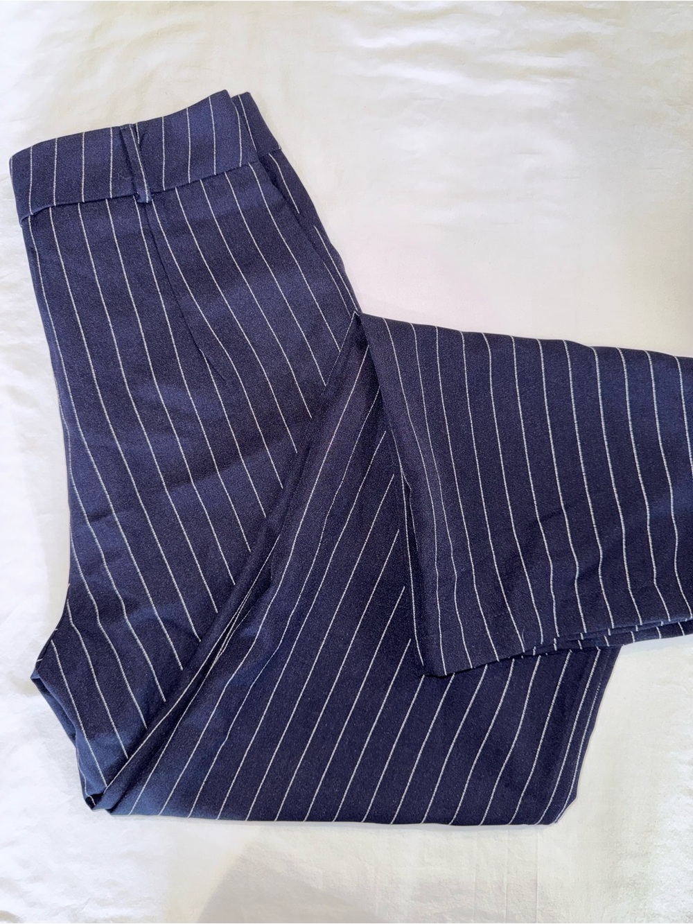 Source Unknown Navy Pinstripe Wide Leg Pants